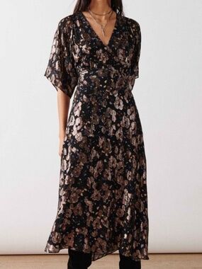 ba&sh Tee Noir Floral Dress Size XS Silk Blend